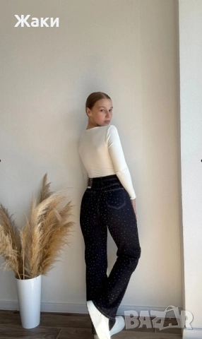 Дамски дънки с камъни, снимка 2 - Дънки - 52463559