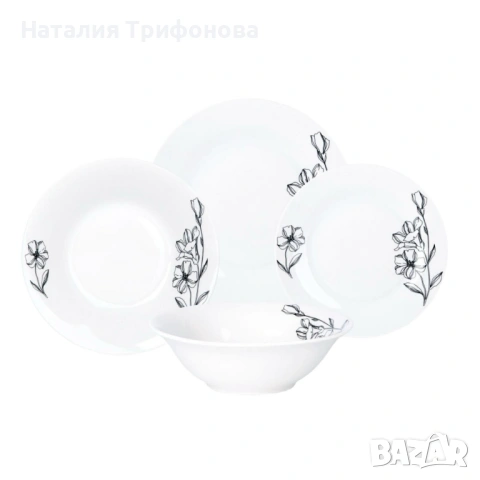 Комплект чинии 24 части с елегантен флорален дизайн – Лекота и стил за всяка трапеза, снимка 3 - Сервизи - 53404218