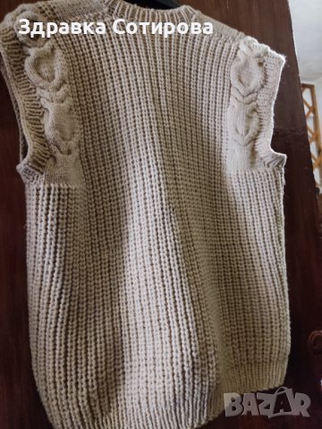 Ръчно плетен вълнен пуловер. Домашна вълна, снимка 2 - Блузи с дълъг ръкав и пуловери - 39687554