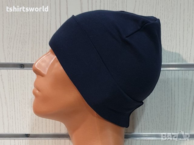 Нова зимна шапка с подгъв в цвят индиго, снимка 4 - Шапки - 39325511