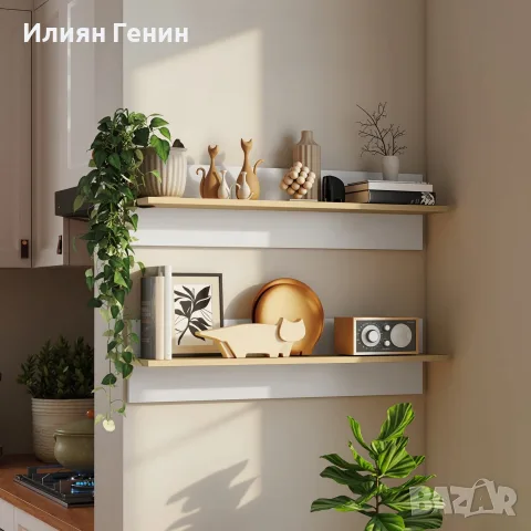 Комплект от 2 стенни рафта HOMCOM, снимка 8 - Етажерки - 56241087