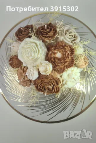 Букет от соеви свещи и ръчно изработени декорации, снимка 6 - Декорация за дома - 49729143