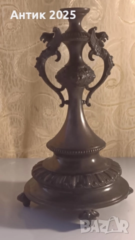 Елегантен старинен сребърен свещник, проба 800, 222 г