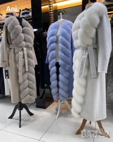 Палто от кашмир с естествен косъм, снимка 12 - Палта, манта - 53839414