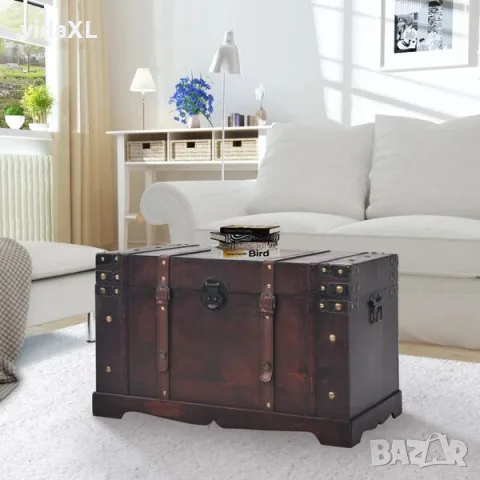 vidaXL Винтидж сандък за съкровища, дърво, 66x38x40 см（SKU: 245478）, снимка 2 - Антикварни и старинни предмети - 56145912