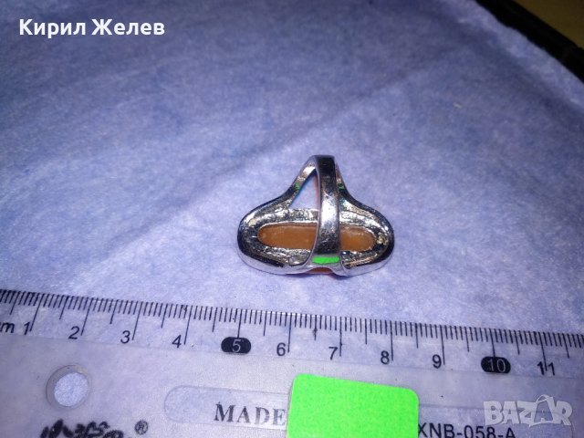 СТАР СРЕБРИСТ МЕДЕН ВИНТИДЖ ПРЪСТЕН с КАТАЛИН 36615, снимка 8 - Пръстени - 39747689