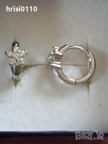 Сребърни обеци с циркони , снимка 2 - Обеци - 44321741