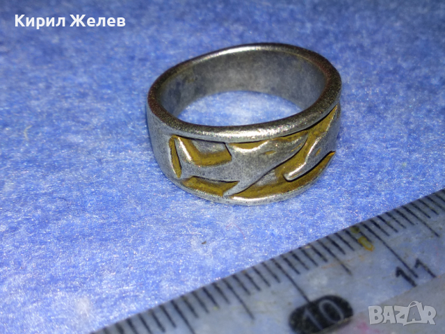 СТАР ВИНТИДЖ СРЕБЪРЕН ПРЪСТЕН Тип ХАЛКА СРЕБРО 925 с ДВЕ ДЕЛФИНЧЕТА 43780, снимка 12 - Пръстени - 44661696