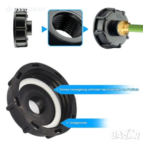 4903 Преходник за градински маркуч за евробидон – Капачка 60мм към 1/2 инча, снимка 3 - Напояване - 53638217