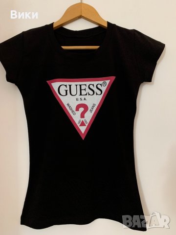 Черна тениска Guess, снимка 4 - Тениски - 39093766