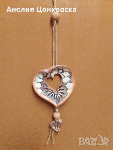 Украса "Сърце"от керамика, снимка 2 - Декорация за дома - 35984657