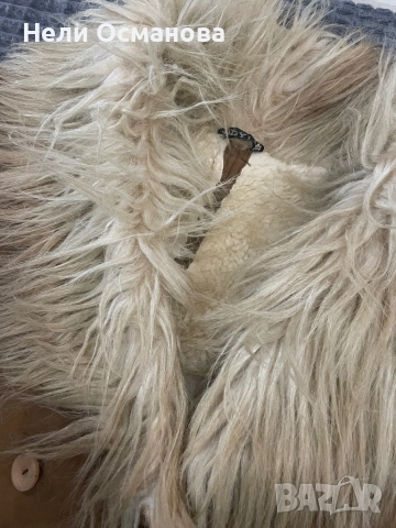 Зимно топло дамско късо палто с пухена яка, снимка 2 - Якета - 52677677