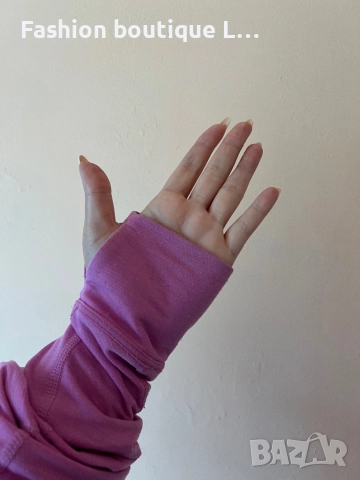 Nike оригинална розова термо блуза с дупки за пръстите на ръцете и джоб с цип на гърба S / М размер , снимка 10 - Блузи с дълъг ръкав и пуловери - 52052237