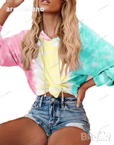 Нов дамски суичър с качулка Tie Dye, 3цвята , снимка 5 - Суичъри - 48456824