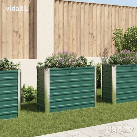 vidaXL Градинска висока леха поцинкована стомана 100x40x77 см зелена, снимка 2 - Саксии и кашпи - 56147619