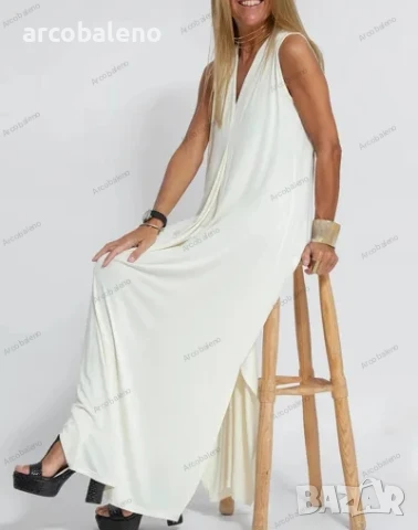 Дамска дълга лятна рокля с V-образно деколте, 4цвята , снимка 9 - Рокли - 41553600