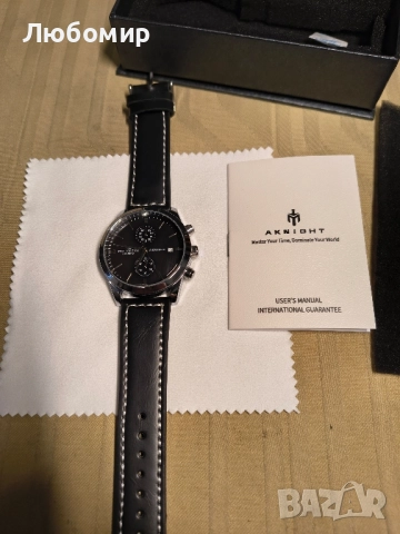 Мъжки часовници Benyar, водоустойчив, светещ хронограф, аналогов кварцов часовник с кожена каишка , снимка 2 - Мъжки - 52509728