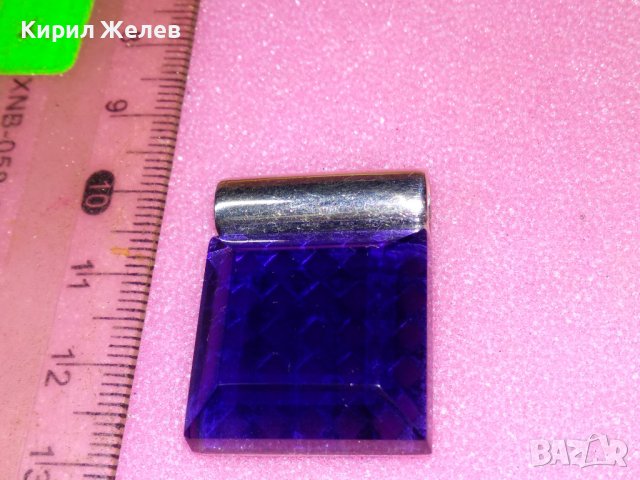 ПРЕКРАСЕН СКЪПОЦЕНЕН ФЕШЪН АРТ СРЕБЪРЕН МЕДАЛЬОН ПЕНДАНТ СРЕБРО 925 с ФАСЕТИАН СИН ТУРМАЛИН 43295, снимка 9 - Колиета, медальони, синджири - 44394591