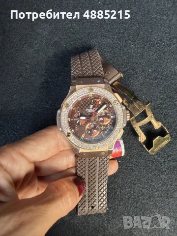 Часовник Hublot с корпус и циферблат (розово злато/камъни)