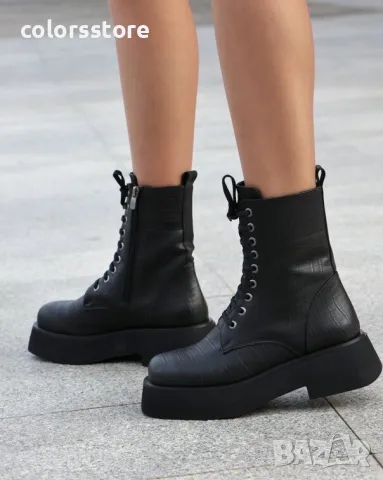 Равни боти - черен крок - RB1, снимка 2 - Дамски боти - 36724640
