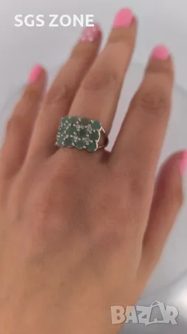 Сребърен Пръстен с Рубин, Сапфир, Изумруд, снимка 4 - Пръстени - 50310263