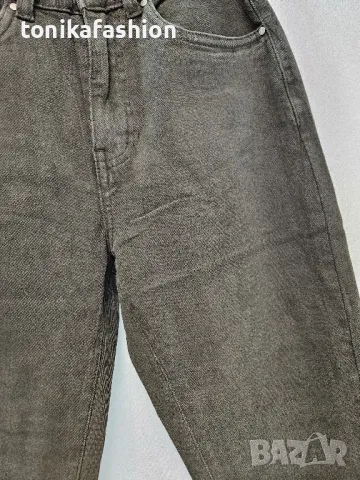 Дънки Мом фит цвят Каки S, снимка 6 - Дънки - 48993258