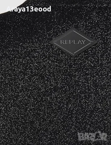 Replay Дамска Макси памучна пролетно-лятна рокля, черна със златиста нишка, снимка 4 - Рокли - 50127237