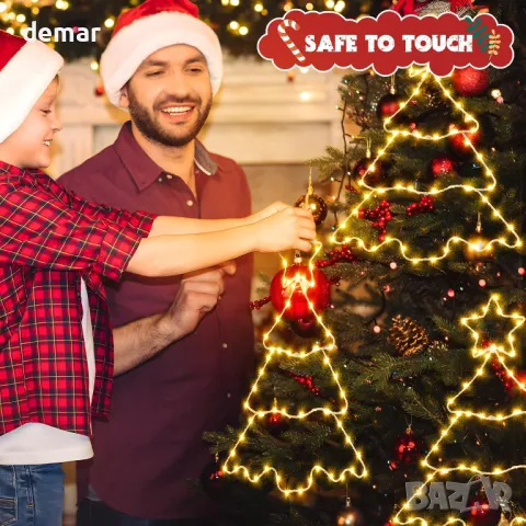 Quntis 3 бр. лампички за прозорци-коледно дърво, 210 светодиода 38 см, снимка 6 - Декорация за дома - 48164641