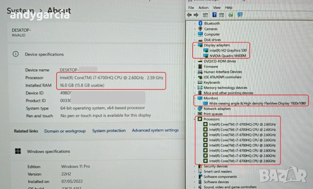 Lenovo ThinkPad P70 P71 main board дънна платка с процесор Intel Core i7-6700HQ, снимка 17 - Дънни платки - 53783590