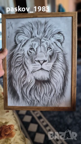 Ръчно рисувани на картон с рамка А3, снимка 5 - Декорация за дома - 51032948
