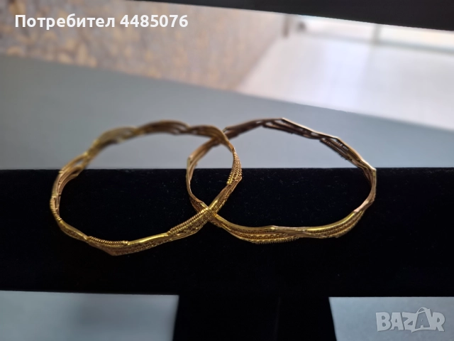 ДАМСКИ ЗЛАТНИ ГРИВНИ 22К. - 2 БРОЯ , снимка 2 - Гривни - 52127803