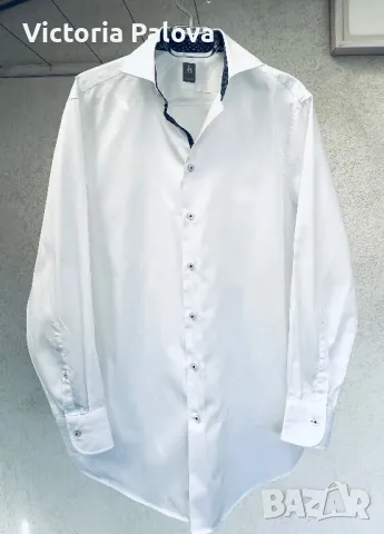 Бяла риза JACQUES BRITT, гладък памук, снимка 15 - Ризи - 47365816