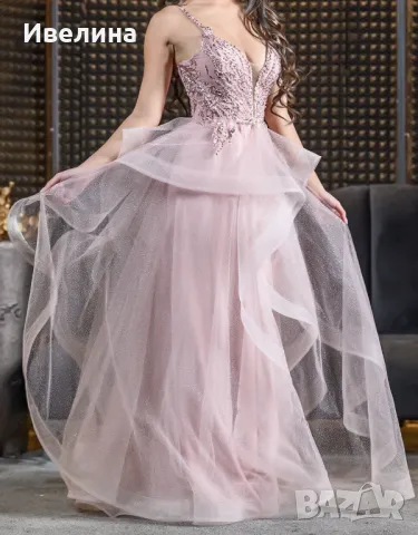 Бална рокля в цвят пепел от рози, снимка 3 - Рокли - 48365611