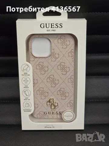 Защитен калъф Guess с метално лого PU, за iPhone14,Magsafe, розов