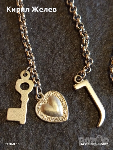 Колие с висулка във формата на сърце, ключ буква J романтино за влюбени 39746, снимка 3 - Колиета, медальони, синджири - 53475869