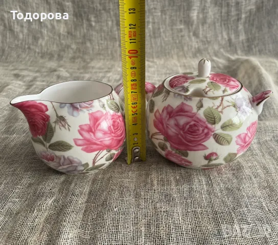 Порцеланов комплект Fine Bone China-Tea Rose, снимка 5 - Антикварни и старинни предмети - 55862332