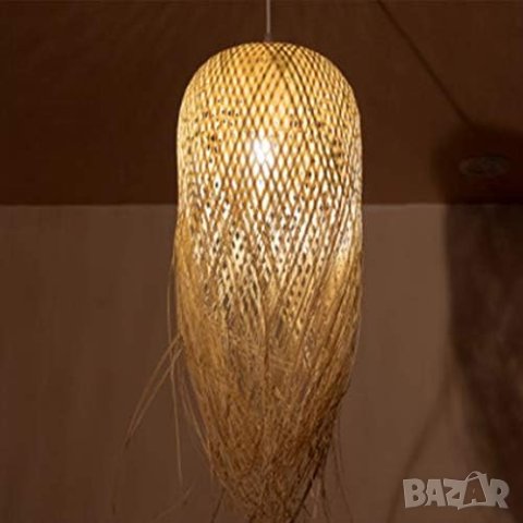 Бамбуков полилей Ретро висяща светлина от бамбук Югоизточна Азия, снимка 8 - Лампи за таван - 36910060