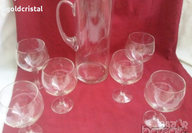 стари стъклени чаши и кана , снимка 4 - Антикварни и старинни предмети - 19070709