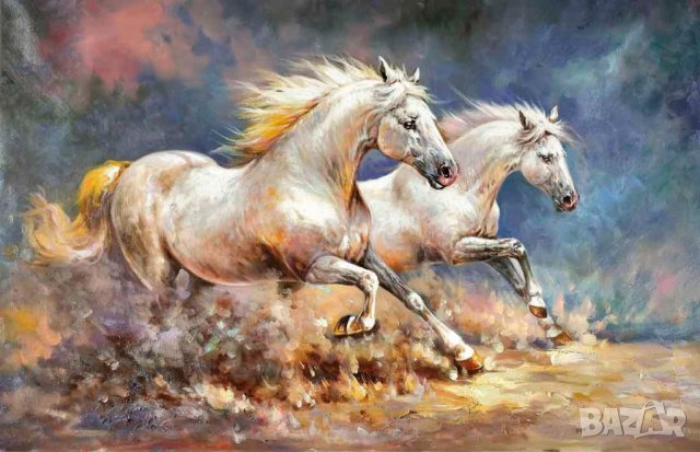 Картина с бягащи коне , снимка 1 - Картини - 41384996