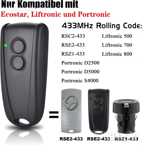 Дистанционно за гараж 433.92 MHz, Hormann Ecostar, Liftronic, 2 бр., снимка 3 - Друга електроника - 53095233