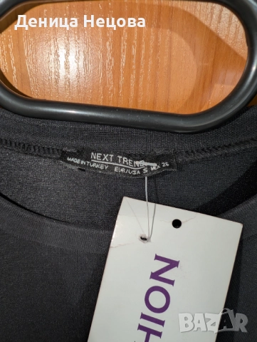 Къса черна рокля с широки ръкави, снимка 4 - Рокли - 52704841