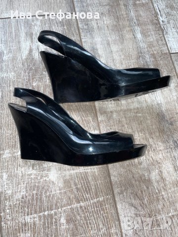 Нови черни летни силиконови обувки сандали на платформа италиянски Kartell, снимка 4 - Сандали - 40535344