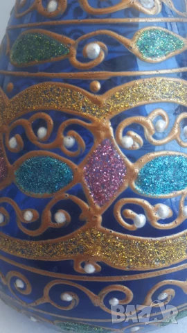 Стъклена красива ваза с орнаменти, снимка 4 - Вази - 51419582