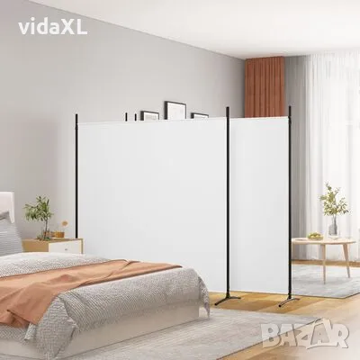 vidaXL Параван за стая, бял, 4 панела, 698x180 см, плат（SKU:350282）, снимка 3 - Паравани - 48648010