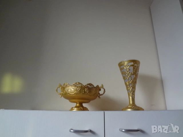 Метална ваза + метална купа, снимка 11 - Антикварни и старинни предмети - 53077813