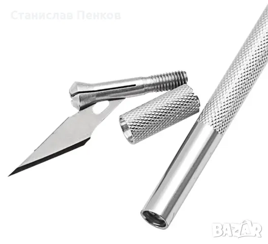 Технически/канцеларски/ скалпел с 1 един + /5броя резервни резци/., снимка 3 - Други инструменти - 47593773
