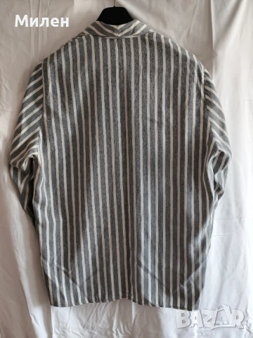 Дамска риза сиви и бели райета – винтидж стил, дълъг ръкав, снимка 5 - Тениски - 51372871