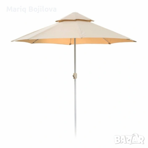 Плажен чадър Кафяв – 220см/270см диаметър NS 3906/NS 3907, снимка 5 - Други стоки за дома - 53614151