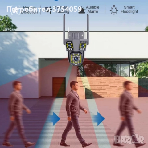 Тройна камера за наблюдение, работи с WiFi, 9 MP,Ultra HD, снимка 5 - IP камери - 51545179