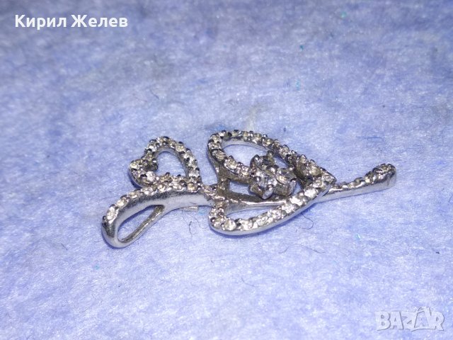 НЕЖЕН СКЪПОЦЕНЕН СРЕБЪРЕН АРТ МЕДАЛЬОН СРЕБРО 925 ИТАЛИЯ с БЯЛА ПОЗЛАТА и ИСКРЯЩИ ЦИРКОНИ 38229, снимка 2 - Колиета, медальони, синджири - 40950052